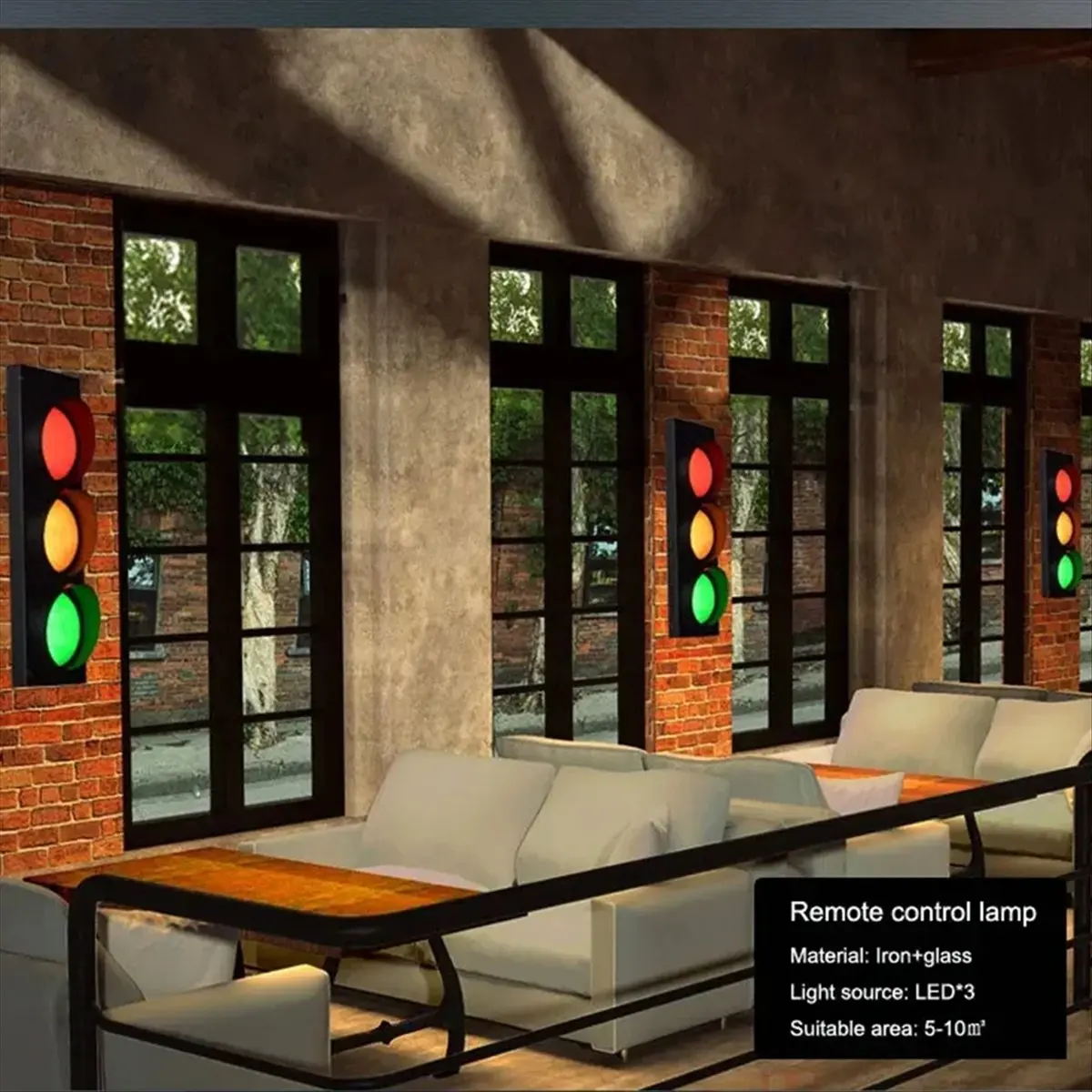

(ABDH) 15W LED Red Green Yellow Wall Light with Remote Control Vintage Industrial Style Lighting for Bar, Restaurant Indoor Use