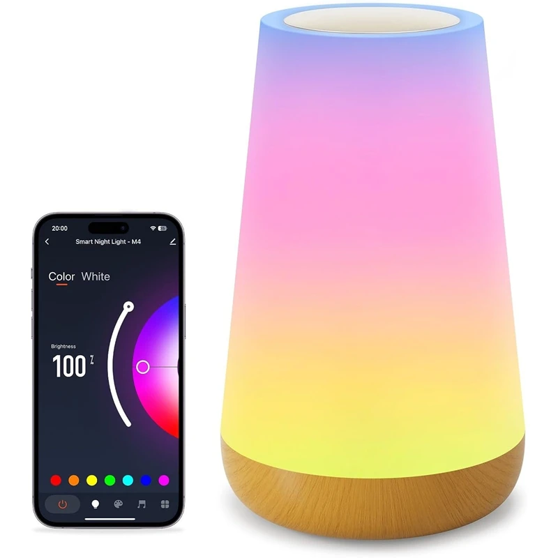WiFi Smart RGB Night Light Touch Control Table Lamp Dimmable Color Changing Atmosphere Lamp for Bedroom Living Room Decor