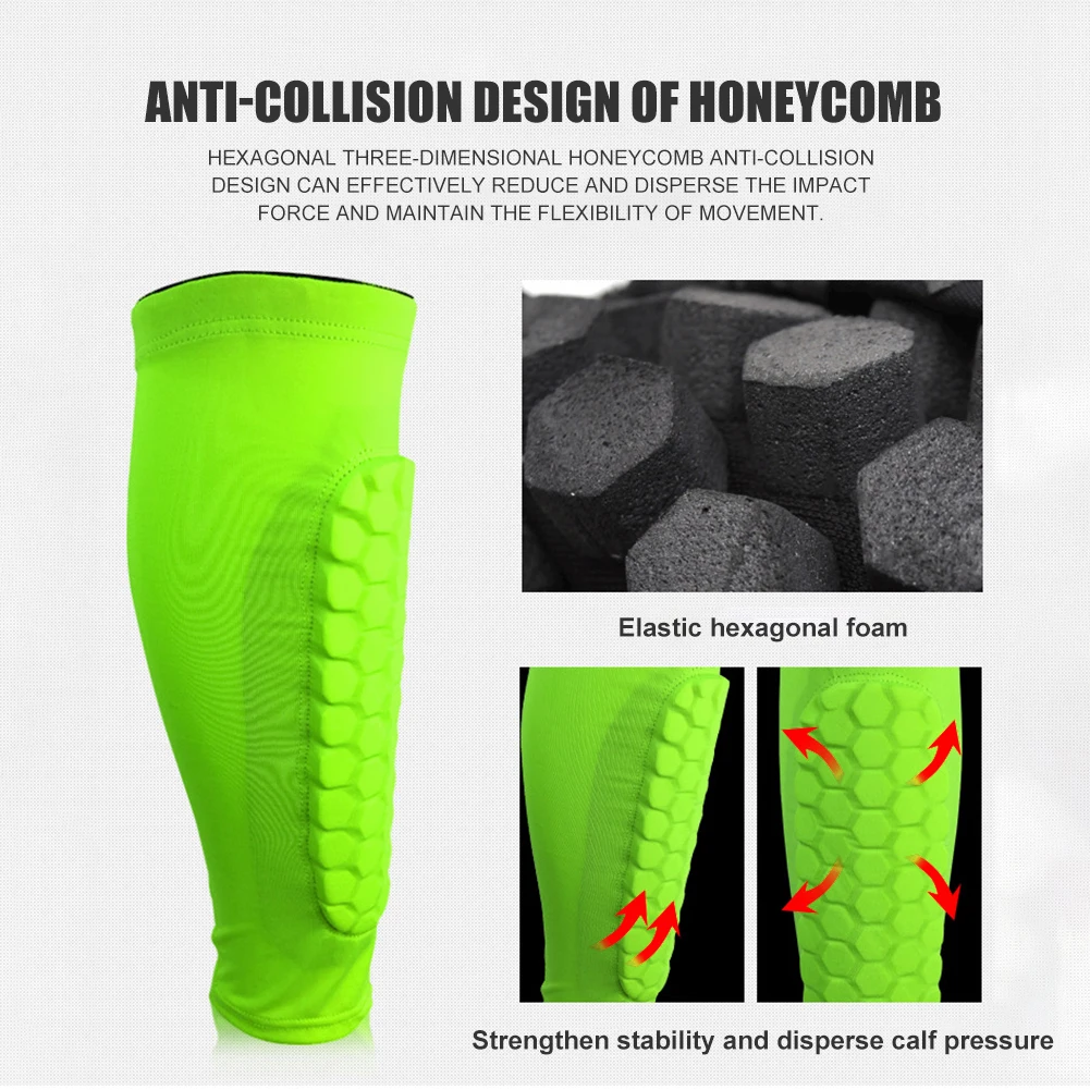 1pc Honeycomb Football Shin Guard Anti-collision Outdoor Sport Leg Protective Gear High-elastic Quick-drying Workout Accessories