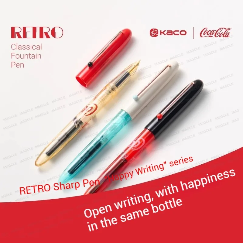 Pióro wieczne KACO Coca-Cola Retro, kreatywne pióro z czubkiem EF, nakładka, atramentowe pióro do kaligrafii, pisania, biura, szkoły, artykuły papiernicze. — zdjęcie produktu 3