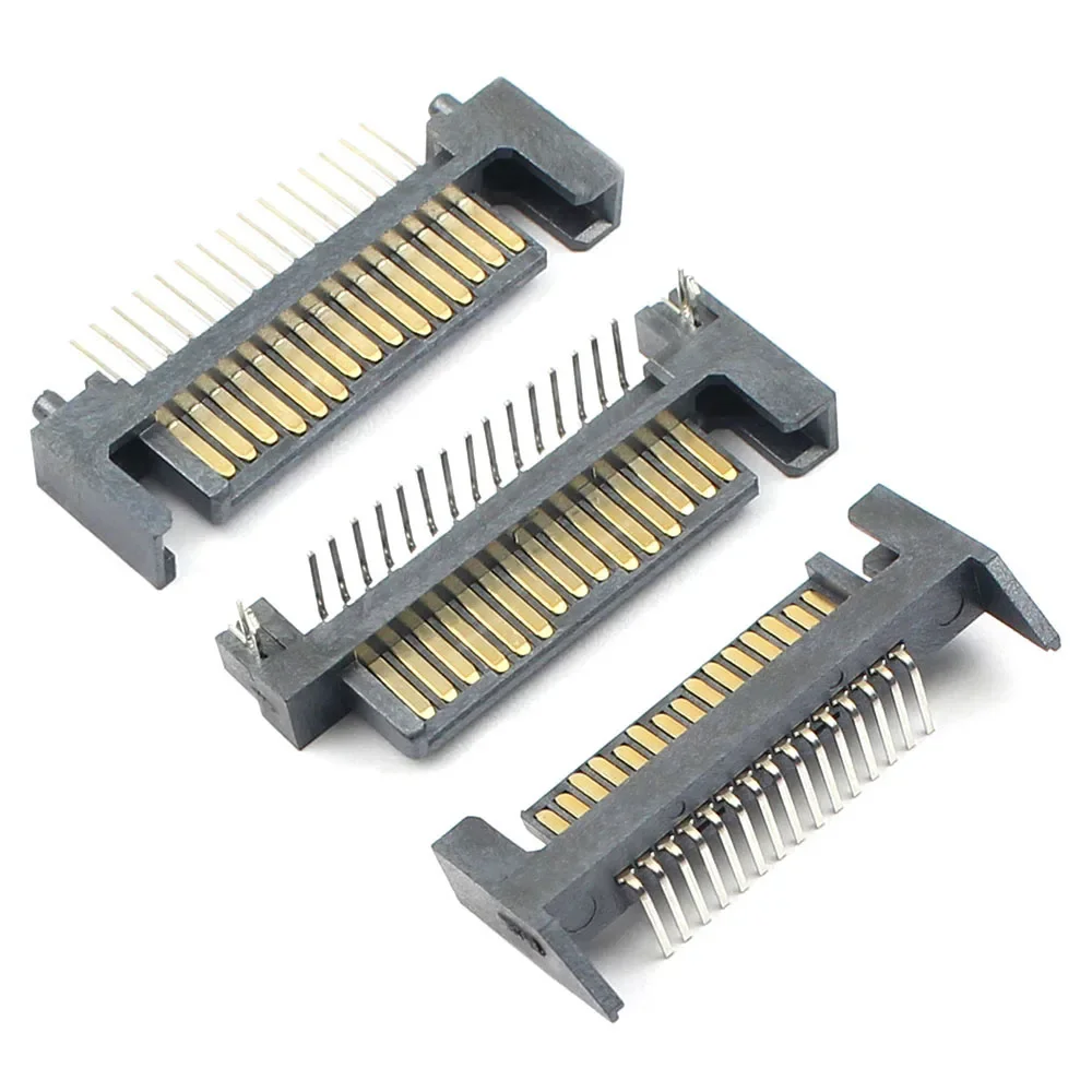 50pcs Sata 15 Pin 15P Single Row Straight Right Angle DIP Male Interface Socket Connector Adapter Port Hard Drive 90/180 Degree