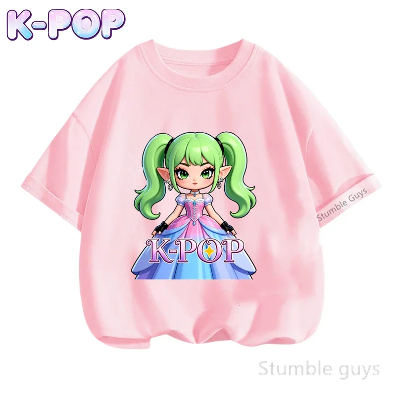 

Trendy Graphic Kpop Anime Kids Short Sleeve T-shirt Summer Casual Comfy Tee Fashion Streetwear Boys Girls Daily Clothes