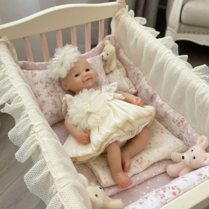 ตุ๊กตาซิลิโคนทั้งตัวขนาด 6 นิ้ว/15 ซม. แบบมินิรีบอร์นเด็กผู้หญิง กันน้ำ ตุ๊กตาซิลิโคนรีบอร์นทำมือ เหมือนจริง ตุ๊กตาเด็กแรกเกิด