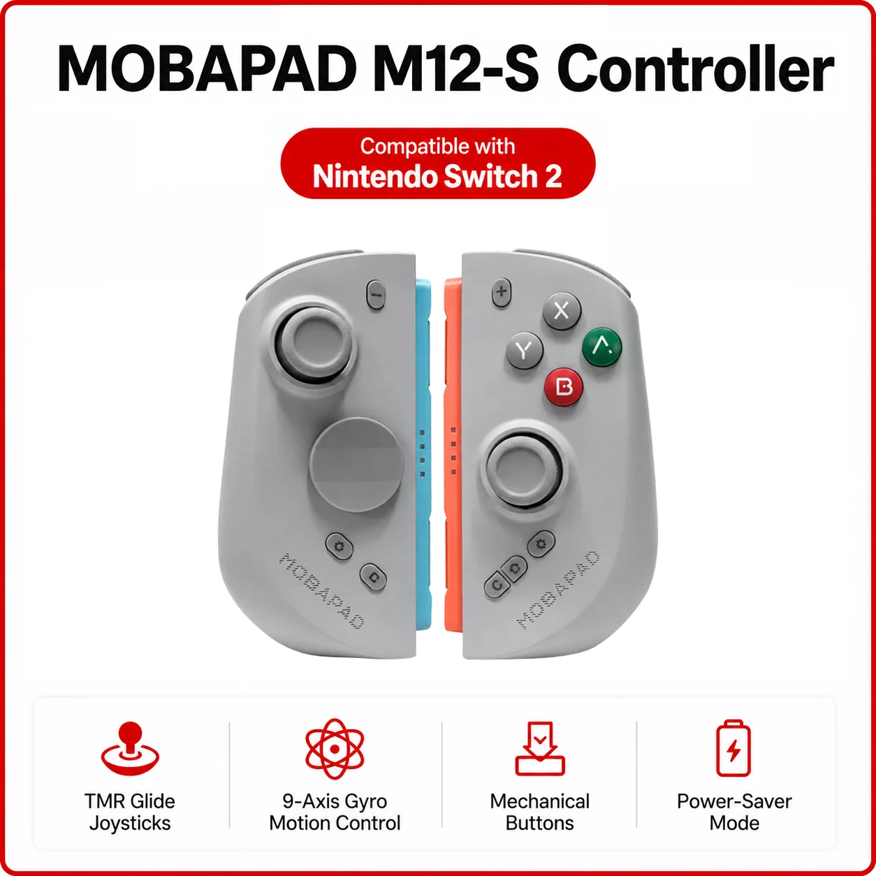 MOBAPAD M12 S/HD Gaming-Controller für Nintendo Switch 2 mit TMR-Sticks, Mechanischen Tasten Joypad für Switch2 Konsole