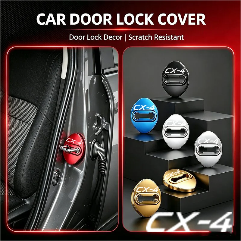 4PCS Car Door Lock Protect Cover For Mazda CX4 CX-4 Buckle Anti-Collision Protective Covers Shock Absorbing Case Accessories