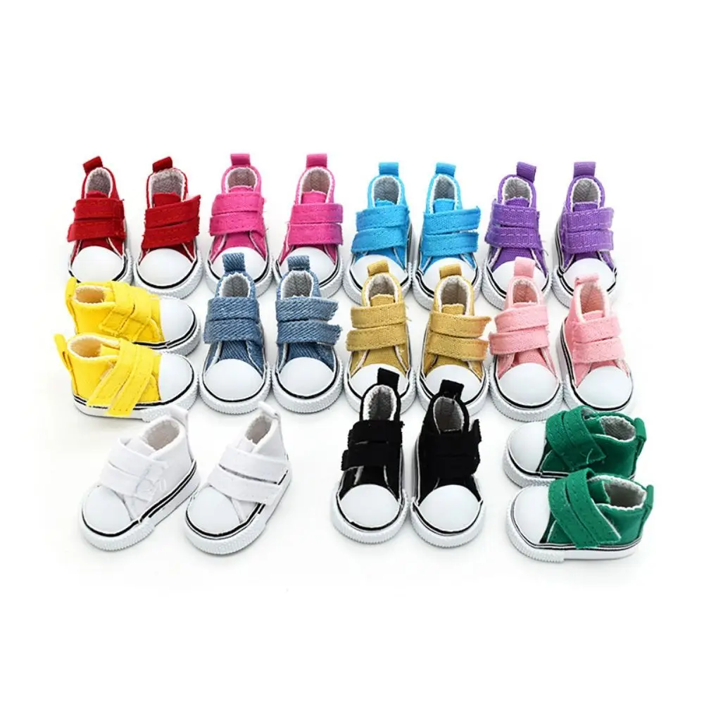1 Pair Doll Shoes 5cm Length Doll Canvas Shoes DIY Plimsolls 1/6 Scale Mini Sneakers Colorful Mini Doll Sneakers Children Toy
