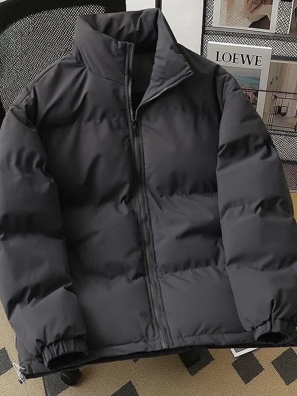 

Thiened Cotton Jaet for Couples Casual Warm Stand Collar Bread Sle Cotton Coat Youth ular Stand Fit Long Sve