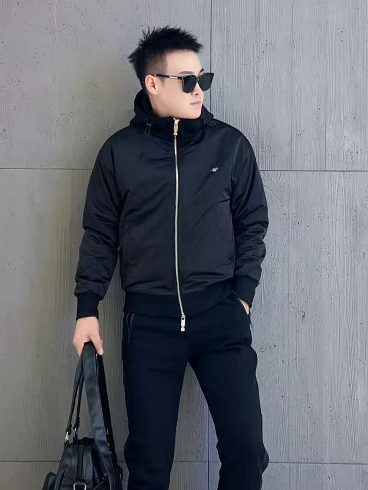 

Faionable mat Hooded Cotton Jaet Men's Winter High-End Trendy Brand Simple Cotton Casual ort Coat