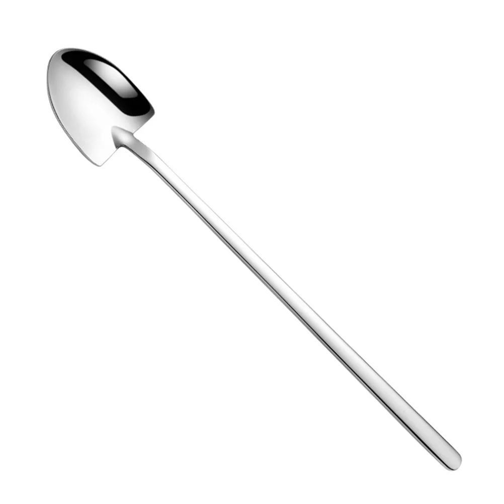 

5Pcs Stainless Steel Long Handle Dessert Spoons Eco-Friendly Material Ideal for Coffee Drinks Bars Cafes