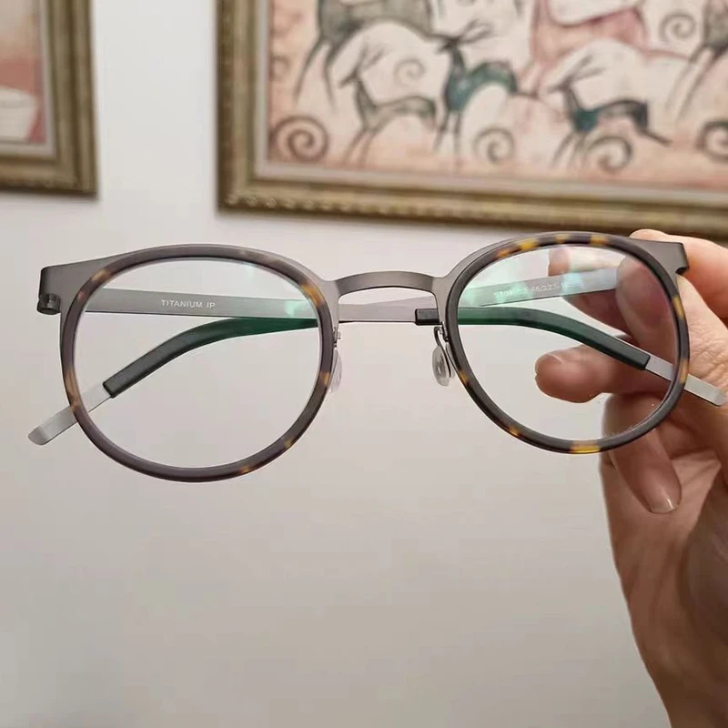 Retro Pure Titanium Men Blue Light Blocking Reading Glasses Magnifier Farsighted Hyperopia Spectacles Custom Prescription Women