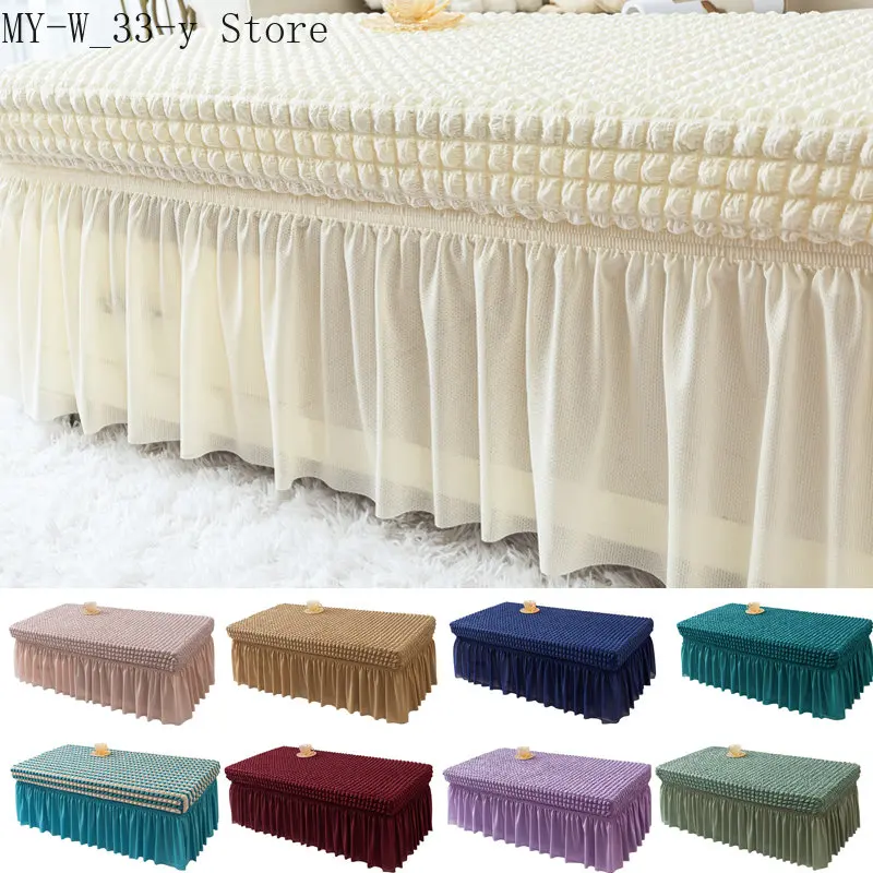 

Bench Cover Ottoman Cover Foot Stool Slipcover Rectangle Stretch 3D Seersucker Folding Storage Stool Furniture Protector