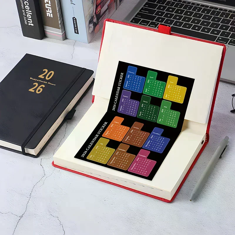 NEW DIY 2026 Calendar Stickers Multi-functional Colorful Planner Stickers Removable Durable Bookmark Office