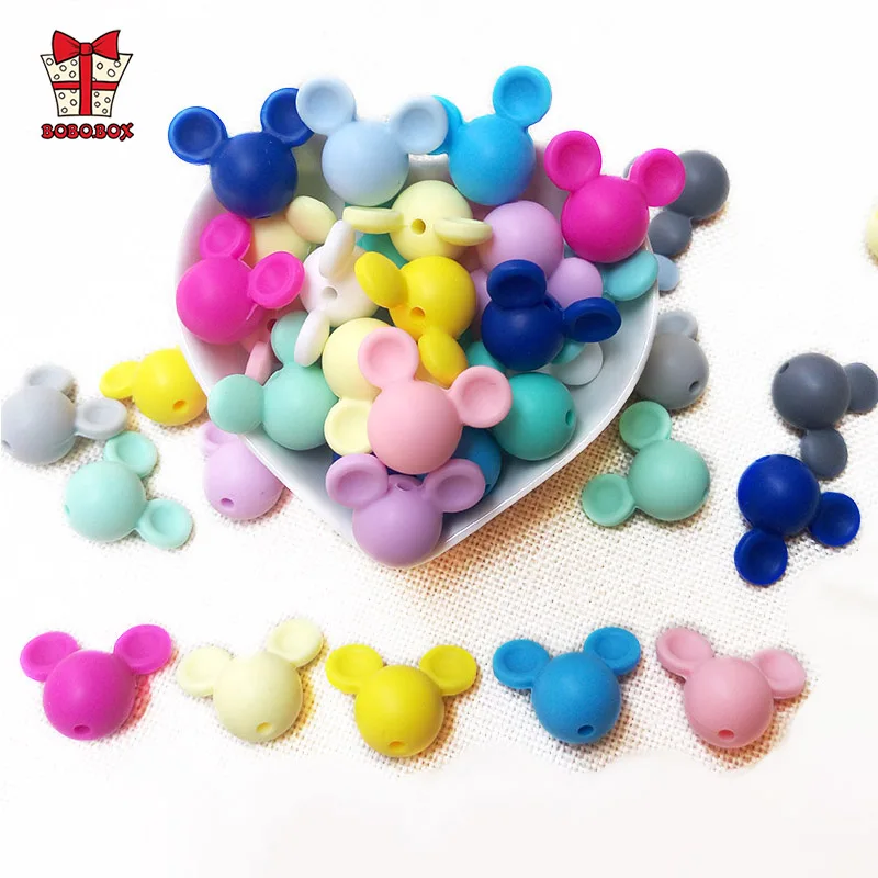 BOBO.BOX 10pcs/Lot Baby Teether Silicone Beads Crown DIY Pacifier Chain Bracelet BPA Free Silicone Bead Baby Teething Star Heart