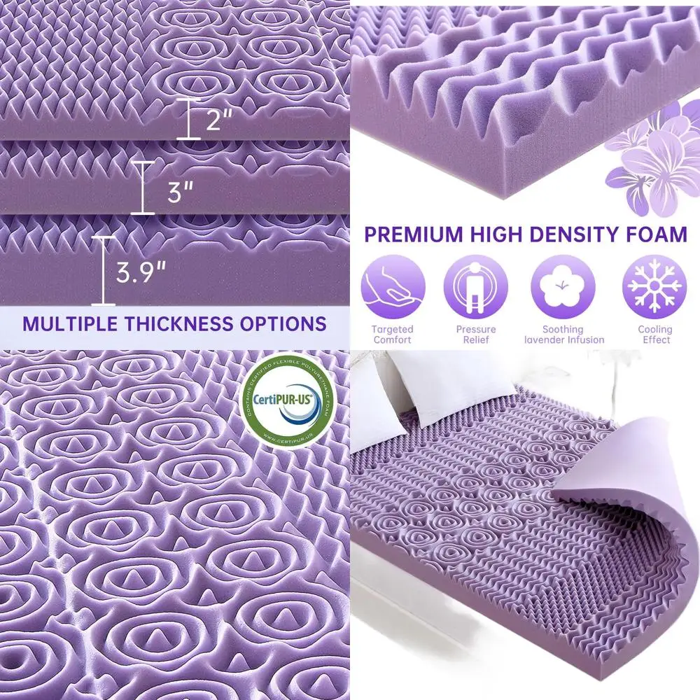 

Queen Size 3 Inch 7-Zone Mattress Topper for Back Pain Relief, Lavender Gel Infused Foam Pad, Certified for Safety and Comfort (