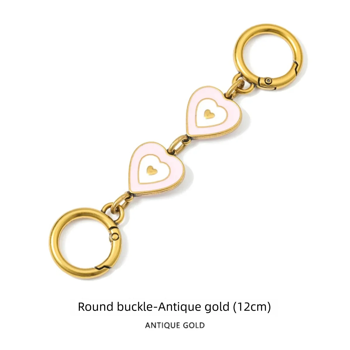 HOLIN Love Heart Shape Extension Chain Gold Purse Chain Silver Alloy Metal Bag Chain Lucky Money Bucket Bag