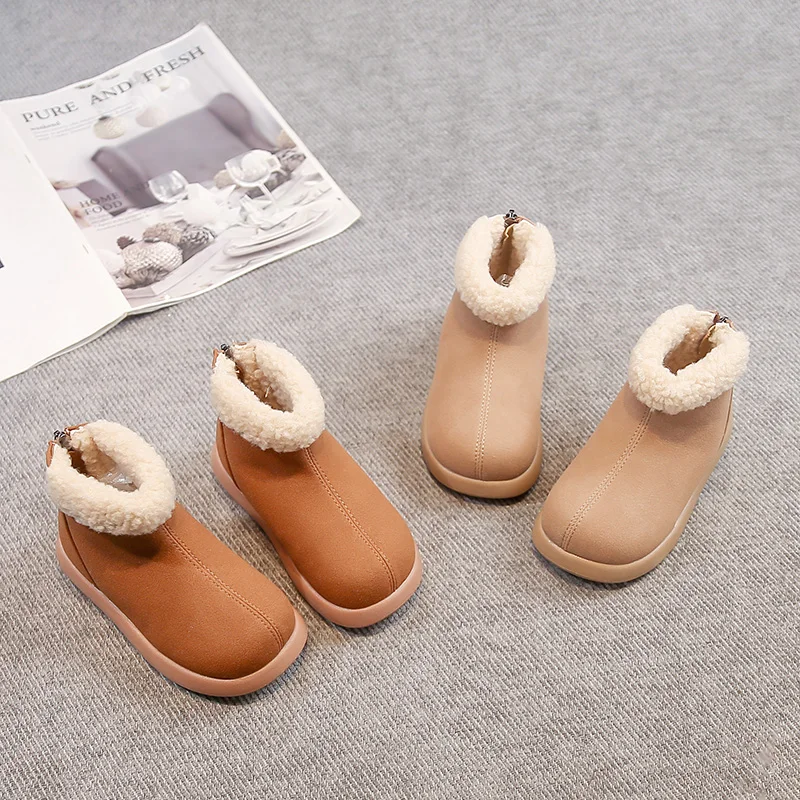 

2025 зимние новые детские повседневные короткие ботинки для девочек, модные универсальные ботильоны принцессы на мягкой подошве в корейском стиле