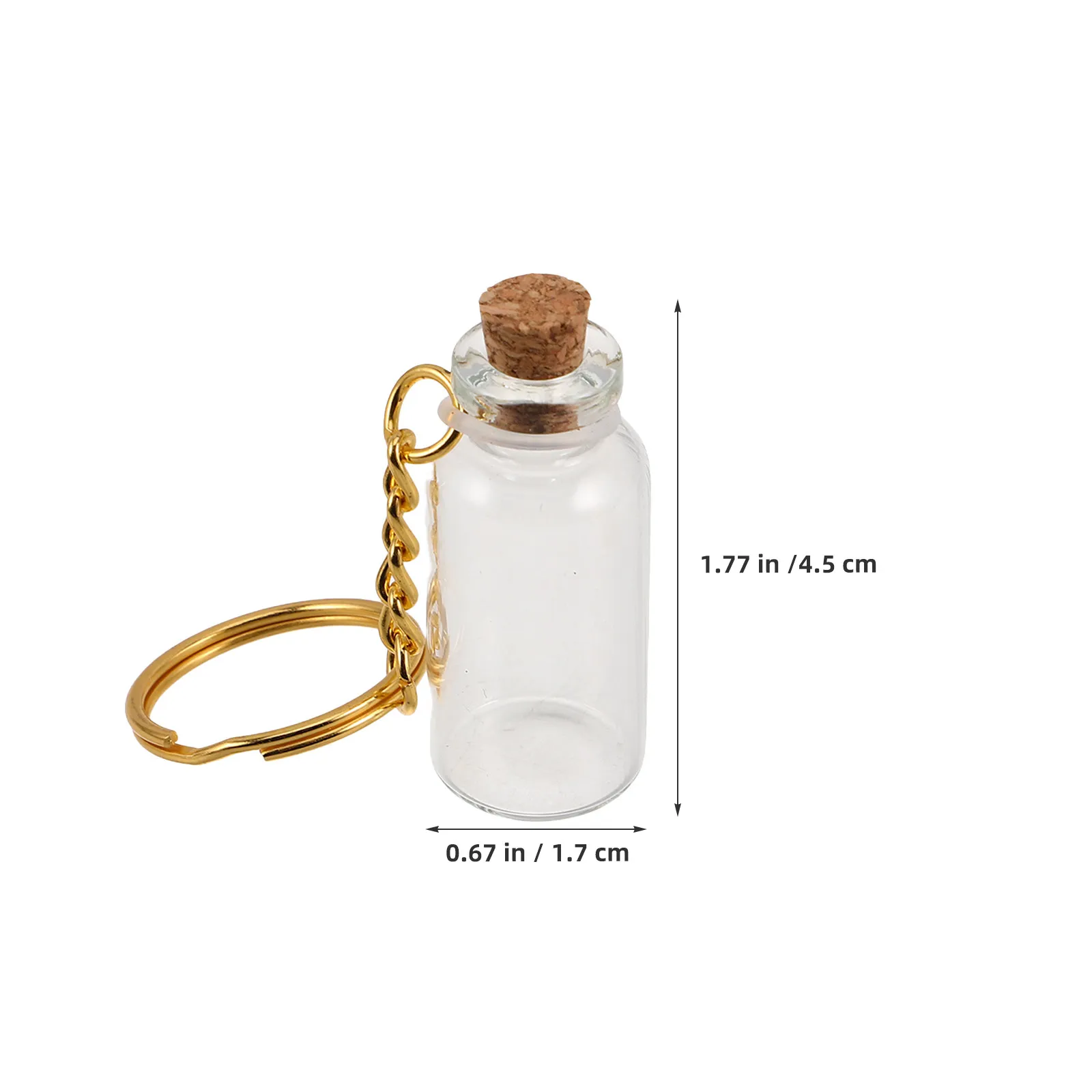 Mini Glass Bottles 12Pcs 5ml Clear Vials with Cork Stoppers Metal Keychains for Wedding Party DIY Crafts Decor