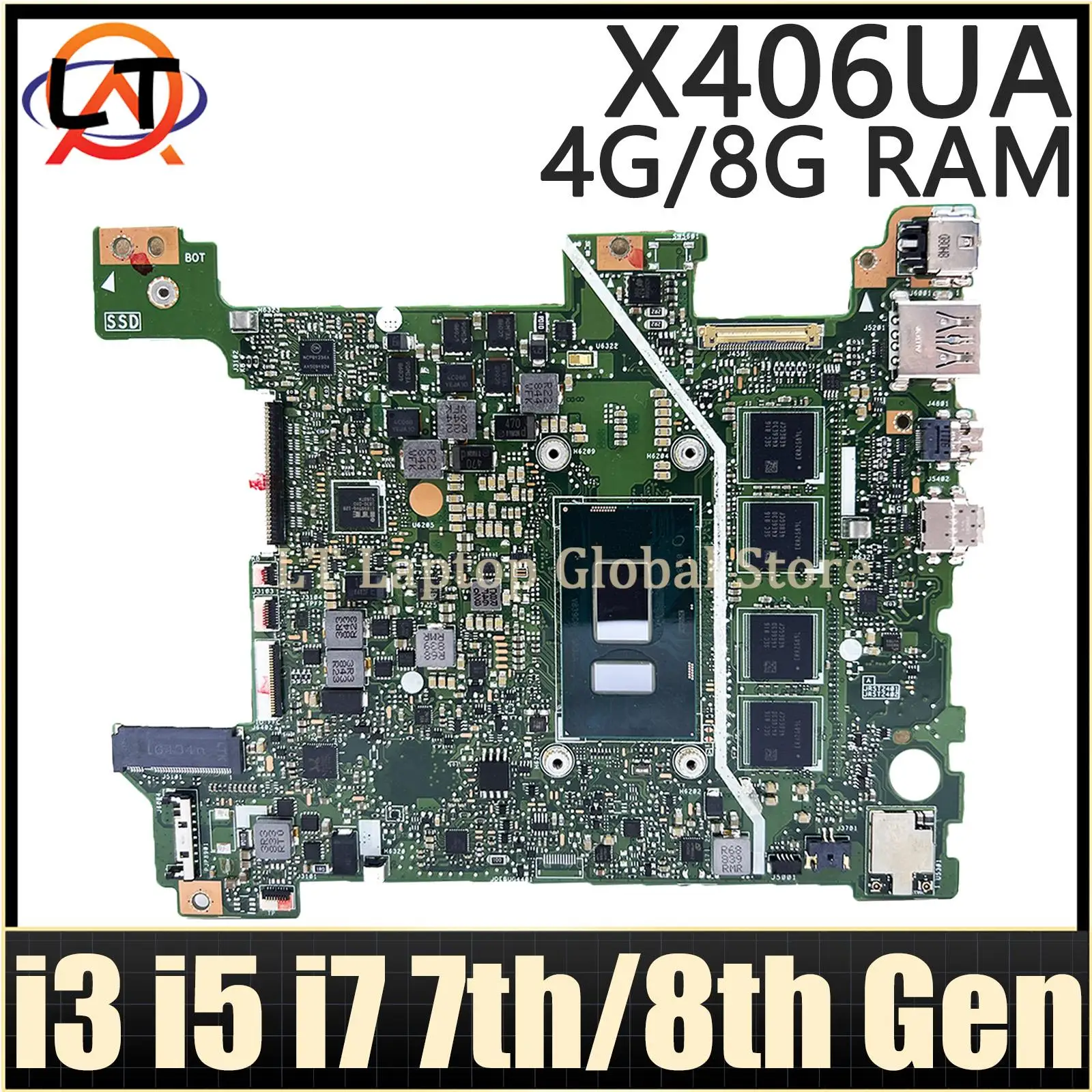 X406UA Mainboard Laptop ASUS X406U S406UA K406UA V406UA X406UAR Y406UA X406UA Motherboard Laptop I3 I5 I7 8/ke-7 CPU 4GB/8GB-RAM