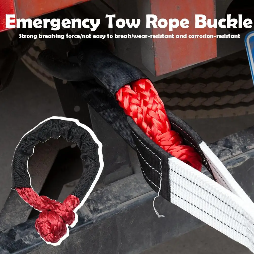 55000lbs Car tow Winch rope Soft Shackle Recovery Ring Heavy Duty Winch rope With Protective Sleeve for Truck Vehicle Recovery