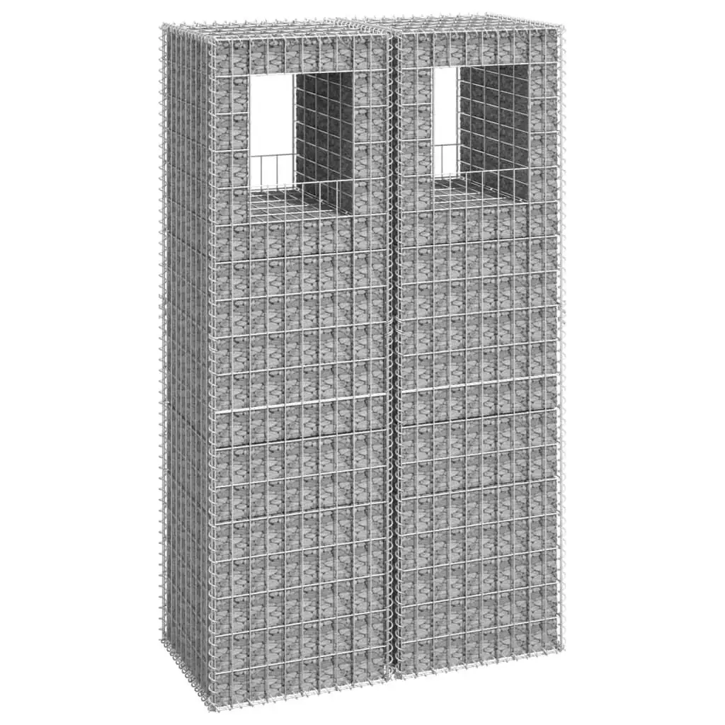 2pcs Iron Gabion Basket Posts 19.7x19.7x70.9 Durable Outdoor Fencing Support