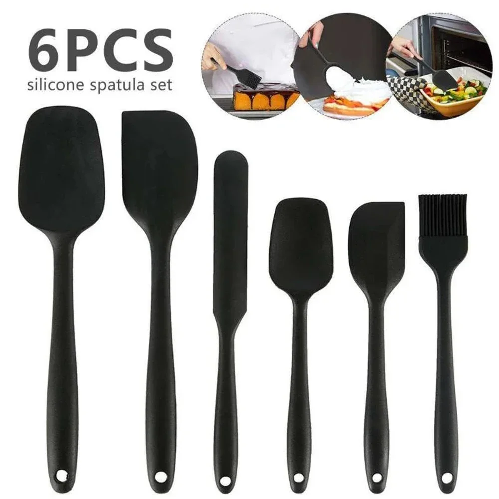 6Pcs Silicone Spatula Set Food Grade Non Stick Heat Resistant Spatulas Turner for Cooking Baking Mixing Baking Tools