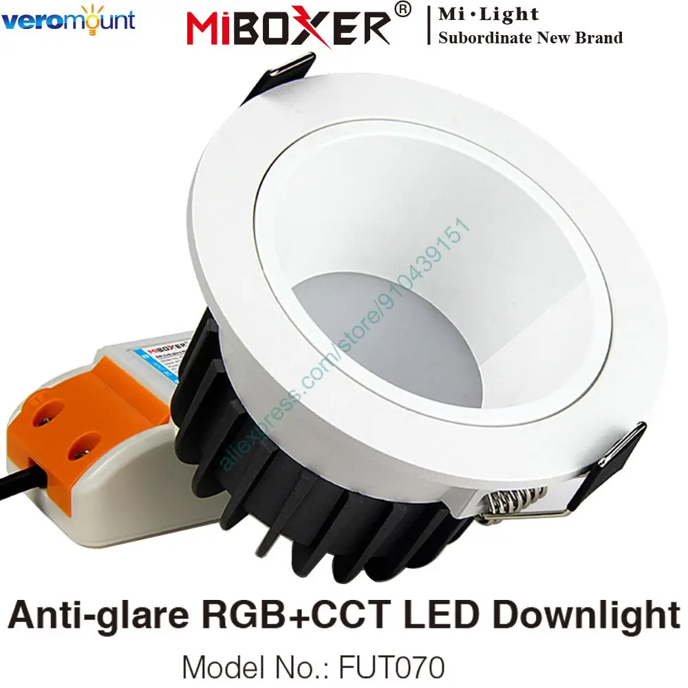 miboxer fut070 6w anti reflexo rgb mais cct led downlight teto regulavel 110v 220v angulo de 60 graus 24g rf controle remoto de voz wifi 01