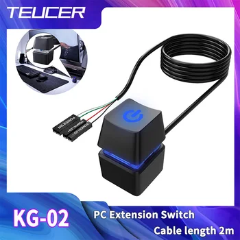 TEUCER KG-1 2m Computer Desktop Switch LED Light Motherboard External Start Power On/Off Button Extension Cable for Home Office