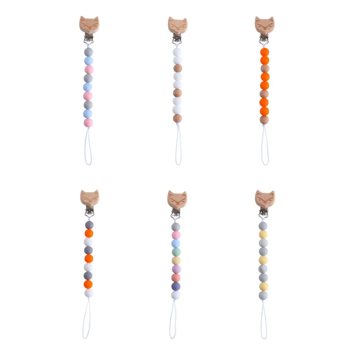 Baby Holz Schnuller Clips Kette Silikon Perlen Schnuller Halter Für Baby Beißring Zahnen Kette Pflege Kauen Spielzeug Geschenk