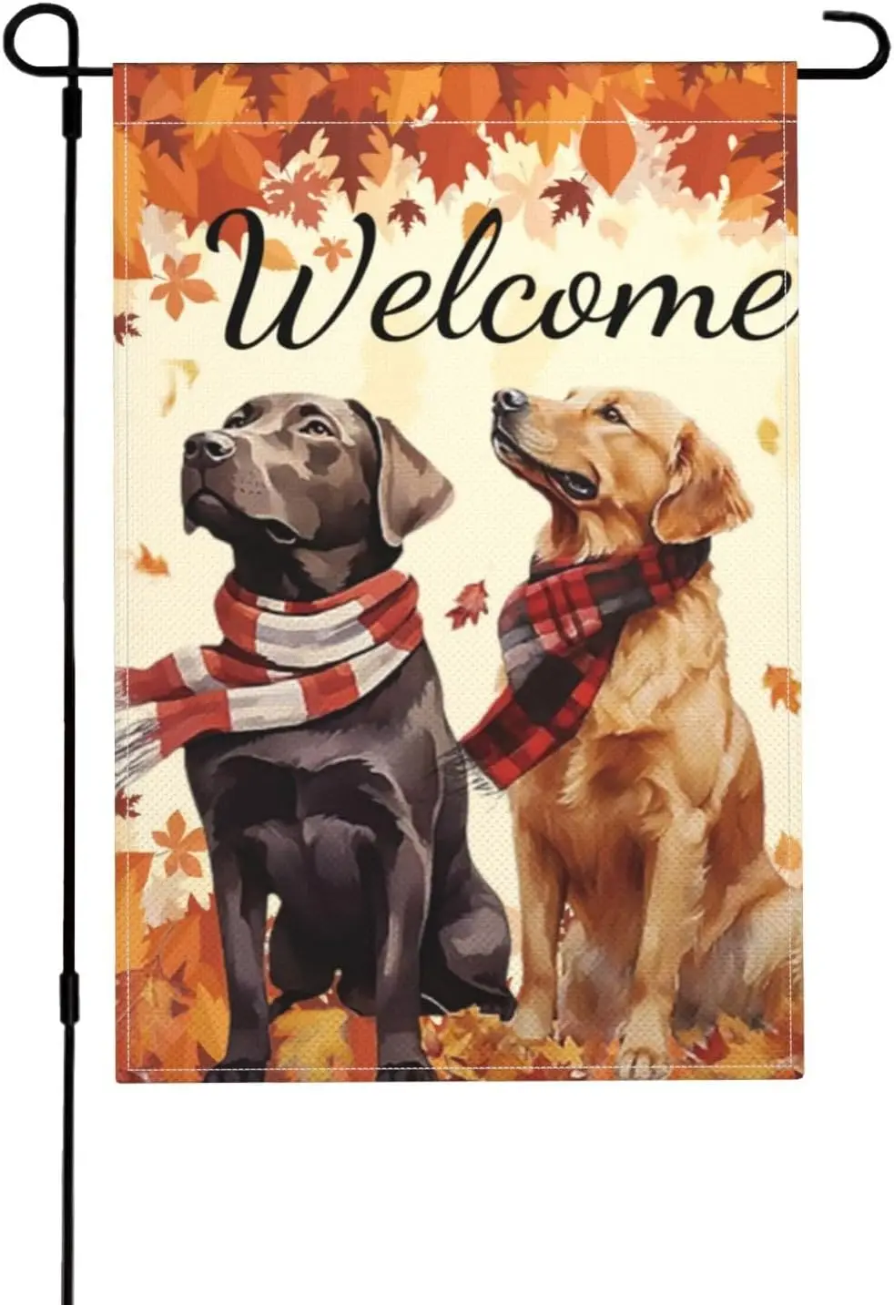 Fall Scarf Dogs Garden Flag Double Sided, Weather Resistant Welcome Autumn Holiday Harvest Yard Flag Burlap Outside Decorati EEZ