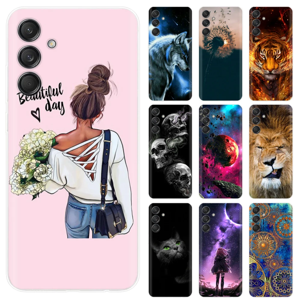 For Samsung Galaxy M55 Case 2024 New Lovely Flower Marble Funda Slim Soft Silicone Clear Phone Cover For Samsung M55 M 55 Coque