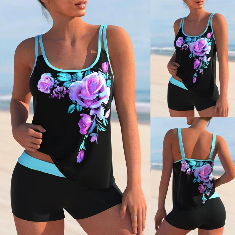 Bañador Sexy de dos piezas para mujer, Tankini estampado, conjunto de ropa de playa a la moda para verano, 2023