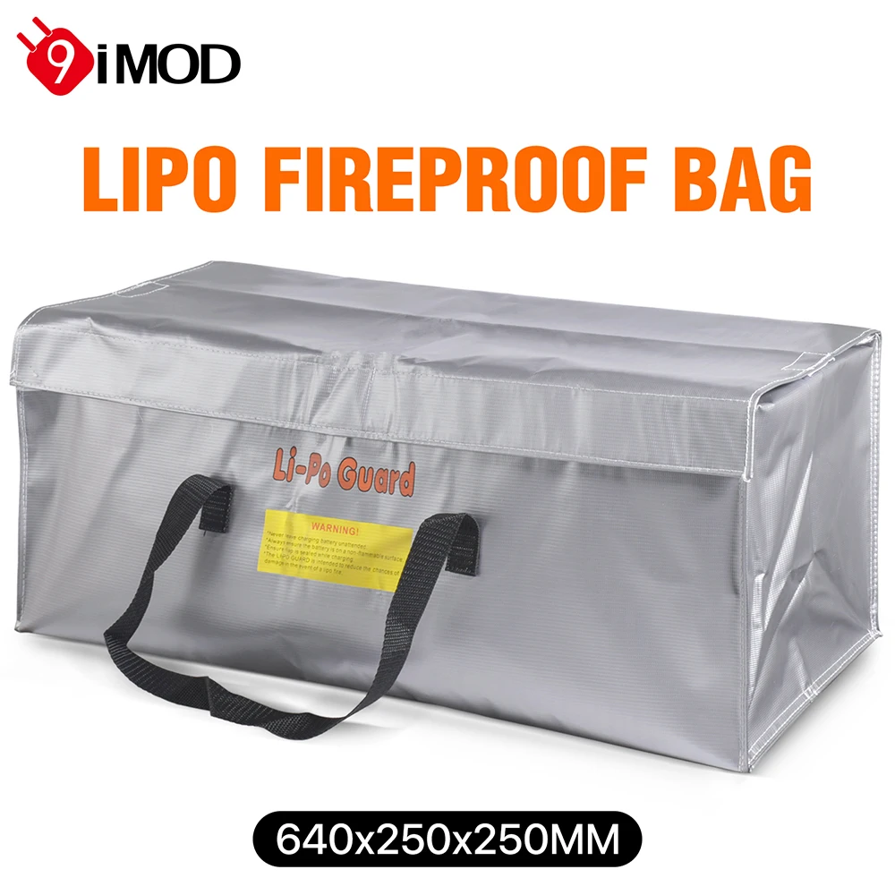 9IMOD Lipo Guard Safety Bag Fireproof Explosion-Proof Portable Lipo Safety Bag 640*250*250mm for RC FPV Racing Drone Car Battery