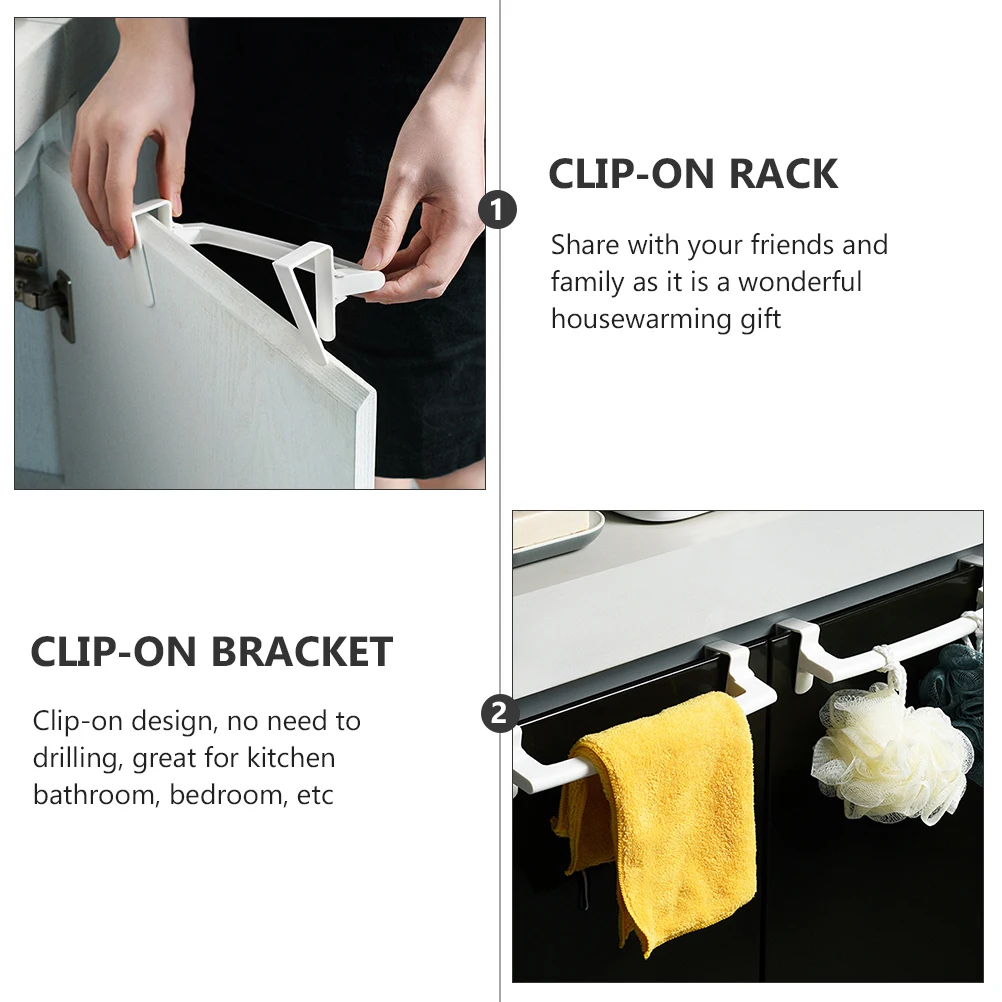 

4pcs Plastic Rack Heavy Duty Over Cabinet Towel Organizer For Bathroom Kitchen Storage Shelf Non Drill Door Behind Towel Stand