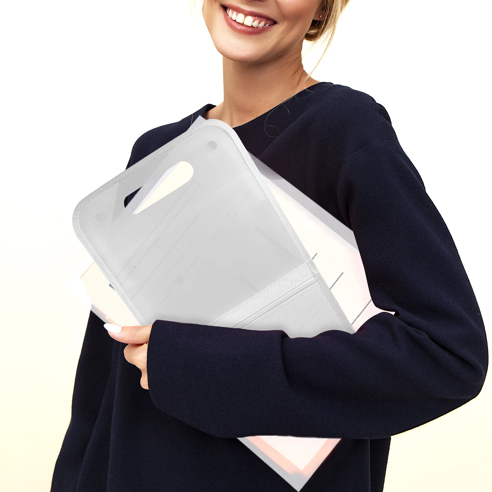 

Lovely Waterproof Folder Ticket Bag Large Capacity Document File Organizer Portable Paper Holder for Office Home School Business