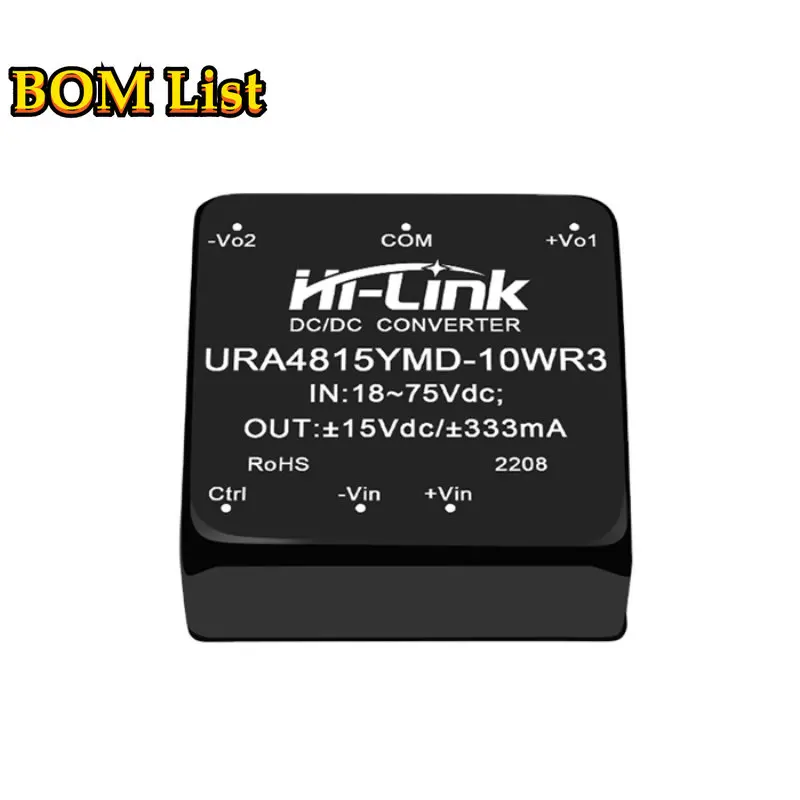 URA4815YMD URA4815YMD-10WR3 HiLink 10W DCDC izolowany konwerter 18-75Vdc podwójne wyjście 15V 333mA moduł zasilania obniżającego napięcie