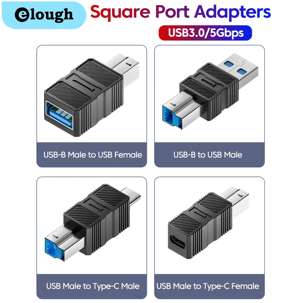USB-B 3.0 Printer Adapter Type-C to B Port Converter for Connecting Hard Drive Box And Copier Transmission