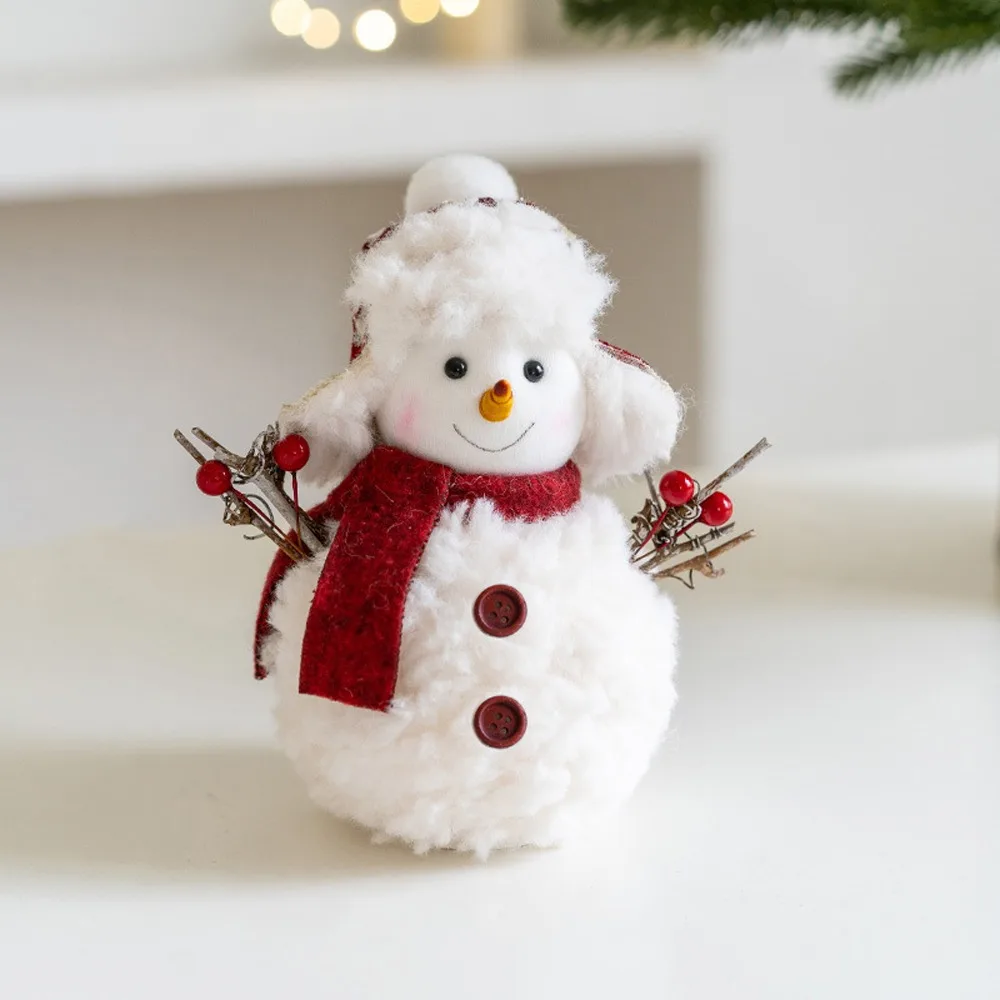 

Cute Cartoon Christmas Snowman Ornaments Knitted Soft Snowman Statue Round Hat Simulation Plush Snowman Doll Festivals