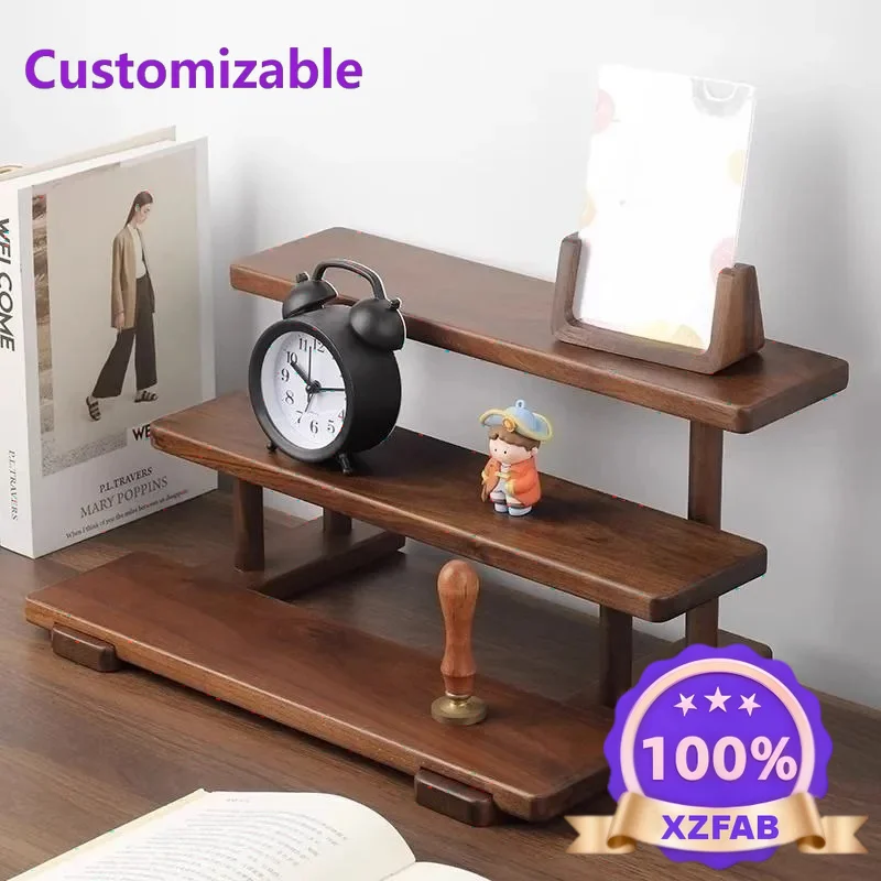 Factory Direct 2026 Black walnut figure rack, jewelry, green plant storagerack, display stand, stepped non-punching dormitory