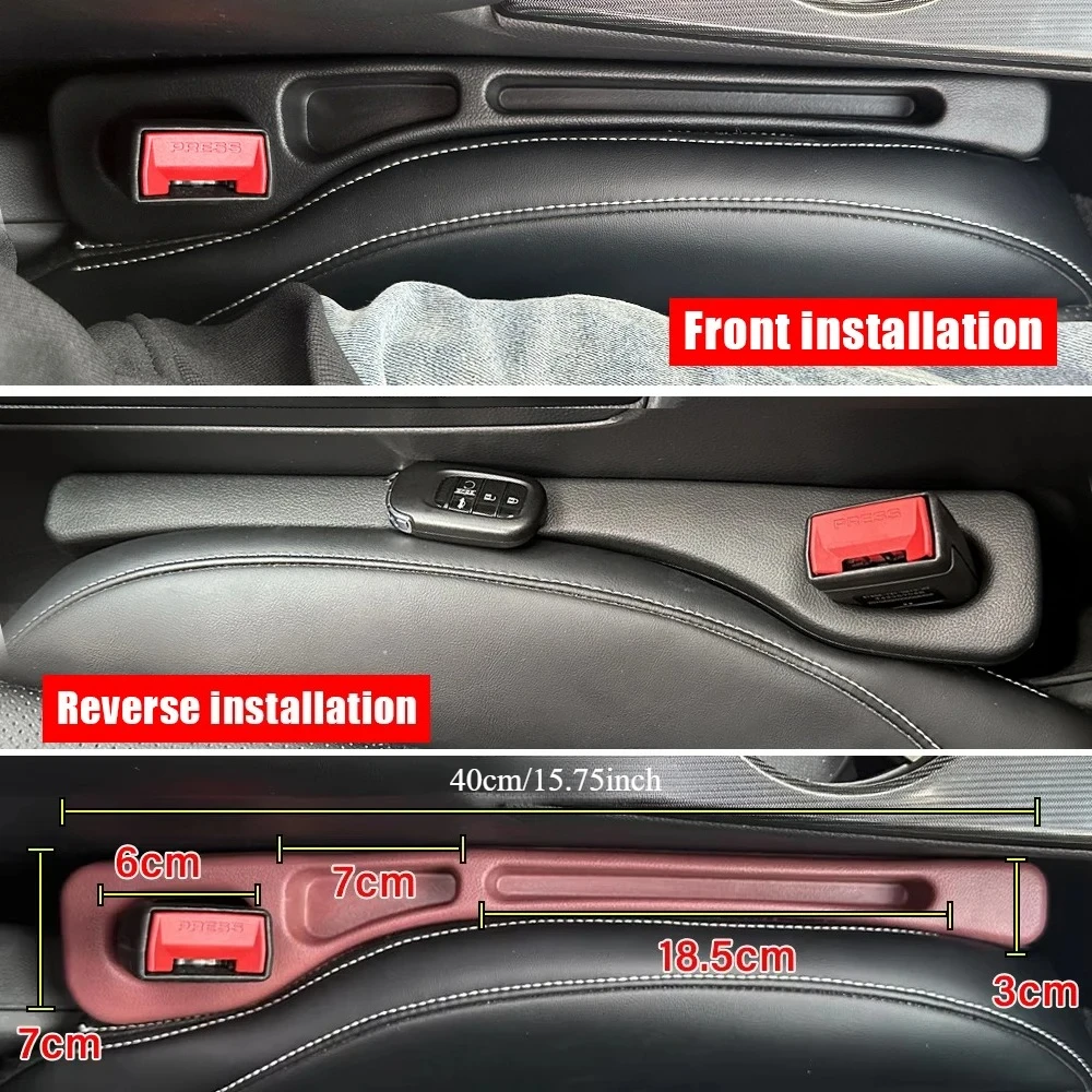 2pcs Car Seat Gap Filler Organizer Universal Fit Sedan SUV Truck Soft Elastic Multi-Pocket Anti-Loss Leakproof Interior Storage​