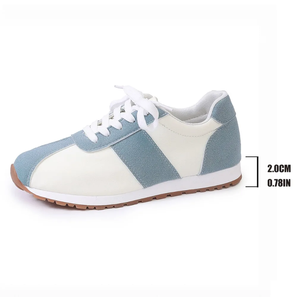 Women Color Block Sneakers Lace Up Patchwork Retro Walking Shoes Ladies Lightweight Casual Flat Athletic Shoes view 6