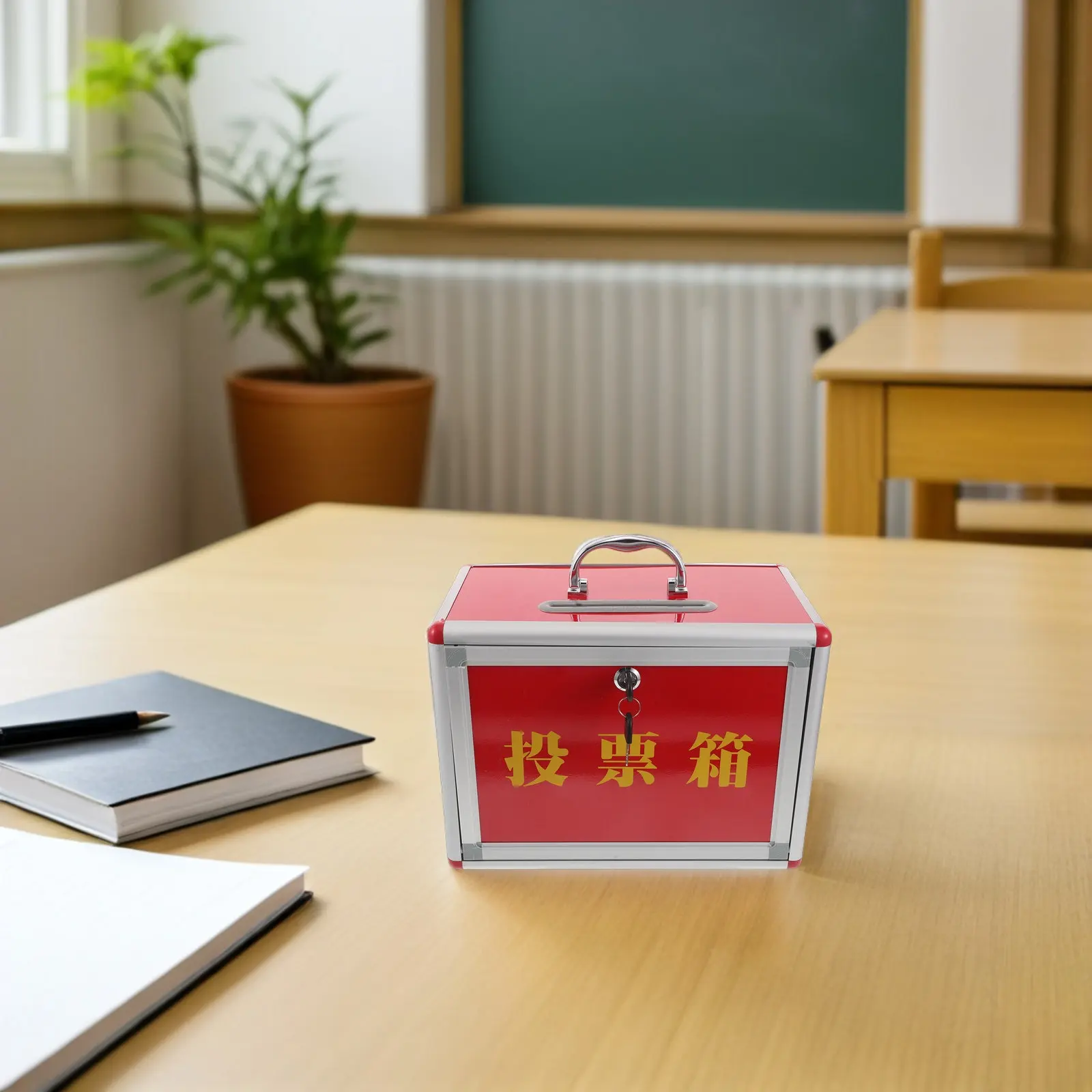 13.3x9.8 in Voting Box with Slot Lock Red Portable Ballot Box for Elections Fundraising Contests Charity Drives Secure Cash