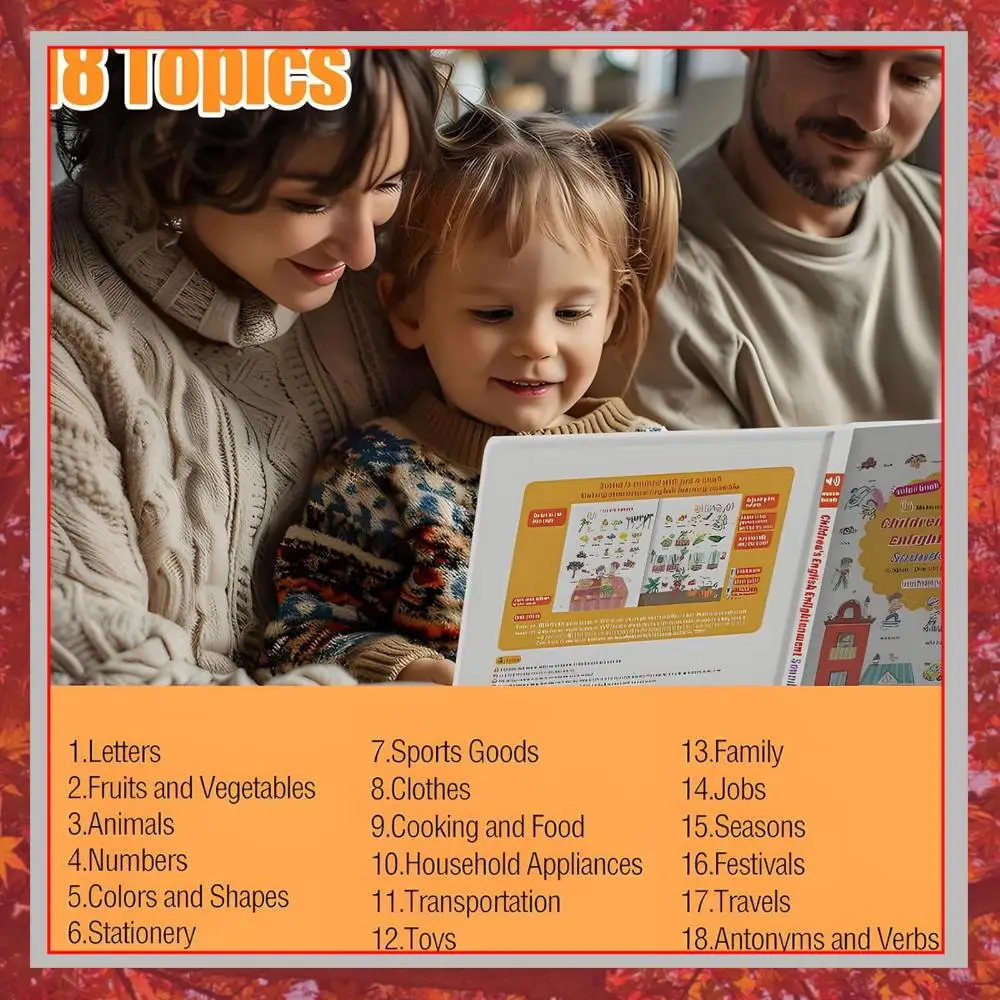 

English Learning Talking Book 500+ Words Talking Interactive Audio Books Early Educational Gifts for Toddlers 2-6 Year Olds