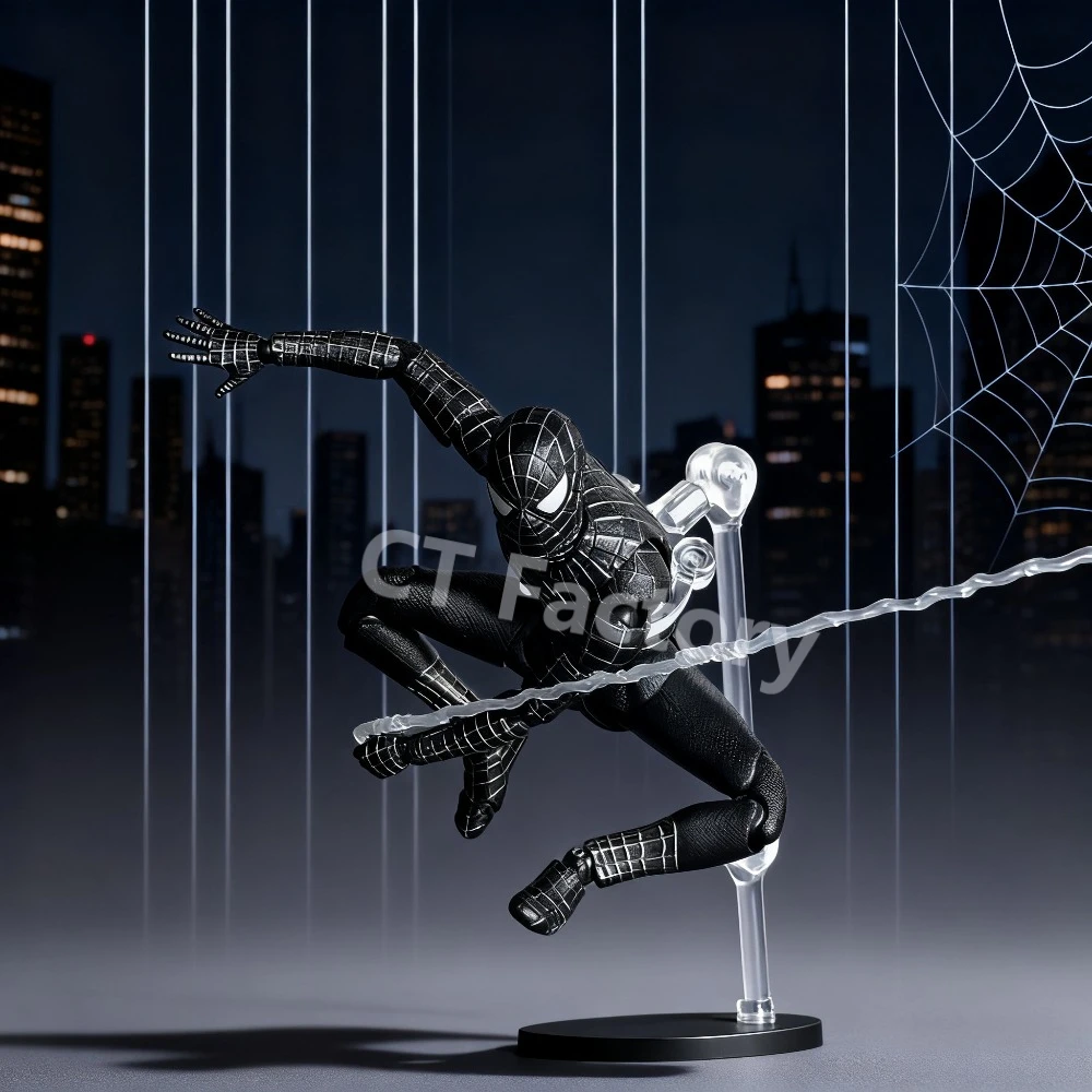 Figura de Ação Bandai CT Toys do Homem-Aranha, Traje Preto e Vermelho de Tobey Maguire, Modelo de Montagem em PVC de 14,5cm, Estátua de Filme de Super-Herói, Presente