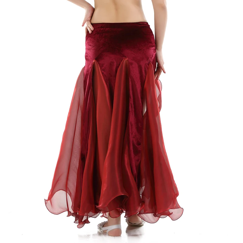 New Adult women Belly Dance Costume High slit wave edge velvet skirt Oriental dance skirt Stage Performance Belly Dancing Wear