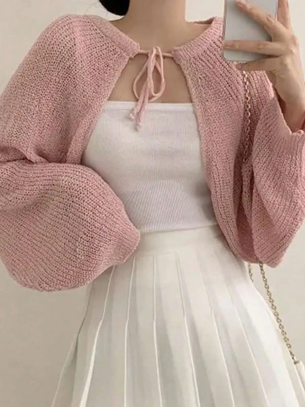 Koreański elegancki kardigan z dzianiny z jedwabiu lodowego chroniący przed słońcem, narzutka na ramię, długi sweter z wiązaniem na sznurku.