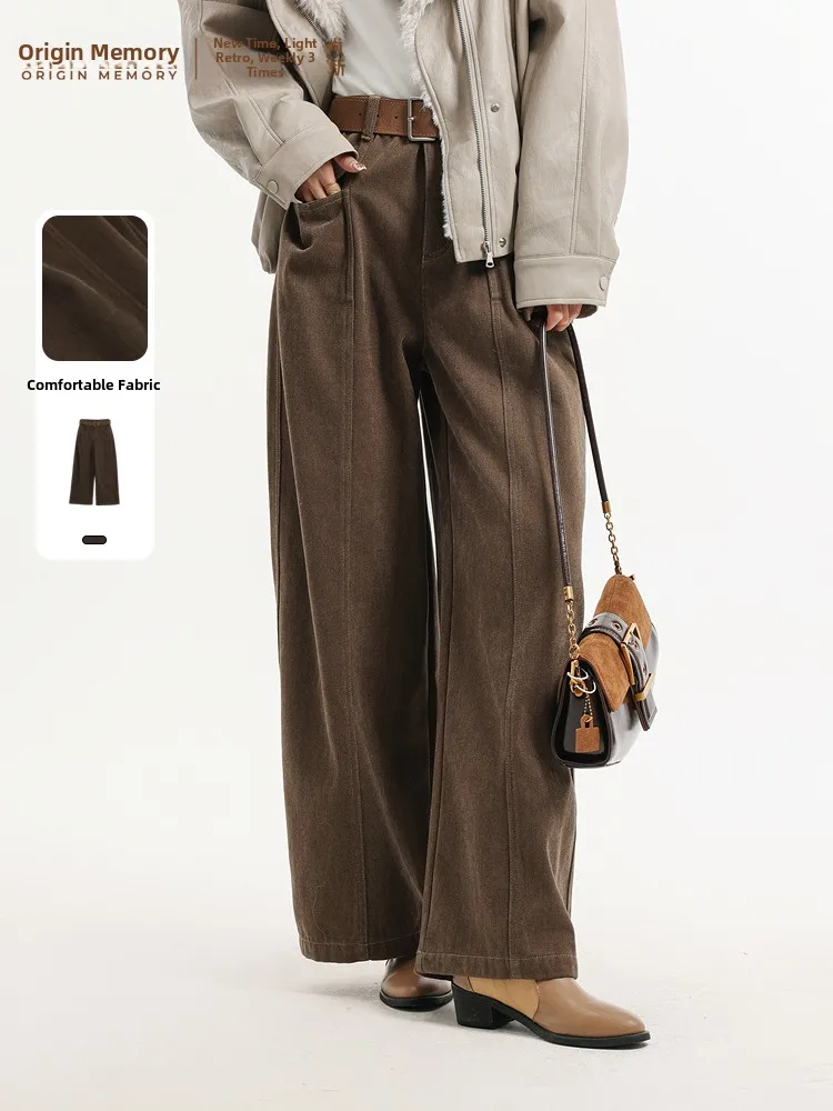 

Брюки прямого кроя с высокой талией на флисовой подкладке, универсальный дизайн для стройности, зима 2025, новинка, женская мода, повседневная одежда