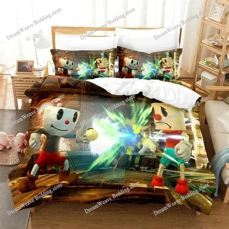 

Cuphead Show Bedding Set Single Twin Full Queen King Size Bed Set Adult Kid Bedroom Duvet Cover Sets 3D Print Game Bed Sheet Set