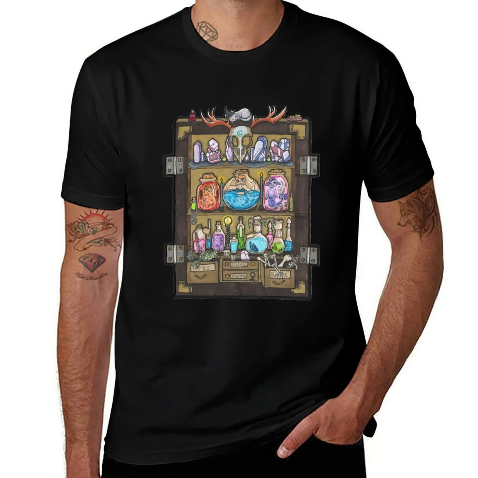 Witch Store Cupboard - Crystals, Potions, Herbs T-Shirt Casual Everyday Short Sleeve T-Shirt