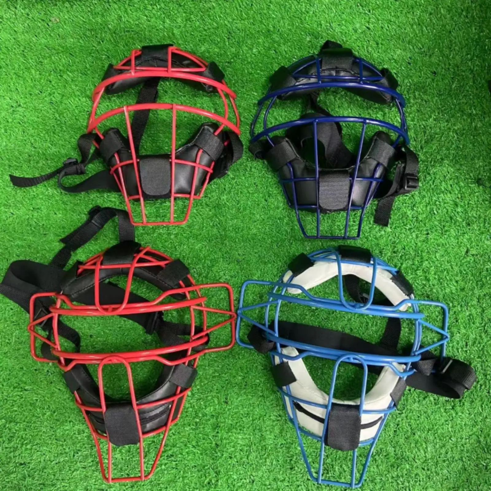 Face Shield for Baseball Sports Catcher Adjustable Wire Frame Mask with Comfortable Straps for Field Training Protection