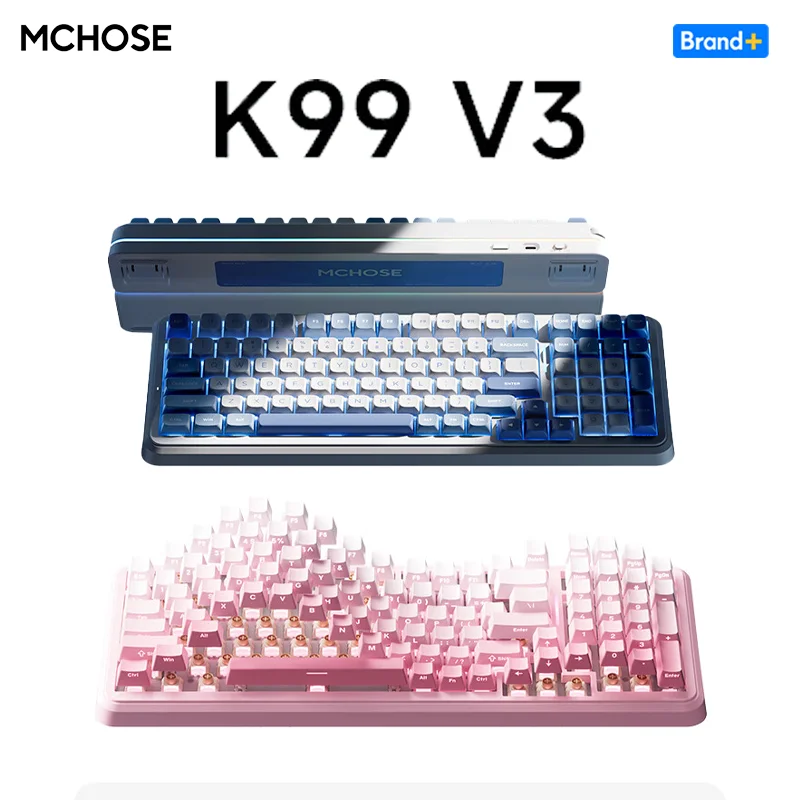 

MCHOSE K99 V3 Mechanical Keyboard BT 2.4G Low Latency Wireless Support M HUB Web Driver Dynamic RGB Control Knob 10000mAh